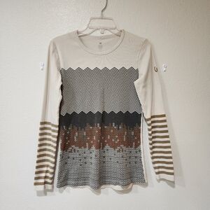 Kerrits Long Sleeve Tee Shirt Horseshoe and Chevron Pattern Equestrian size Med